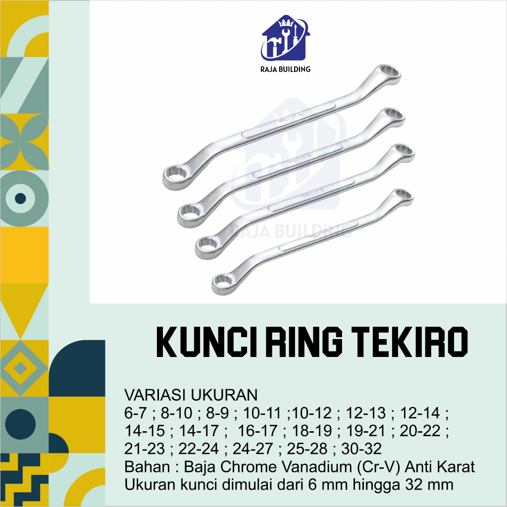 KUNCI RING TEKIRO / KUNCI PAS TEKIRO 6 -32mm / KUNCI BAUT TEKIRO / KUNCI RANTAI RING