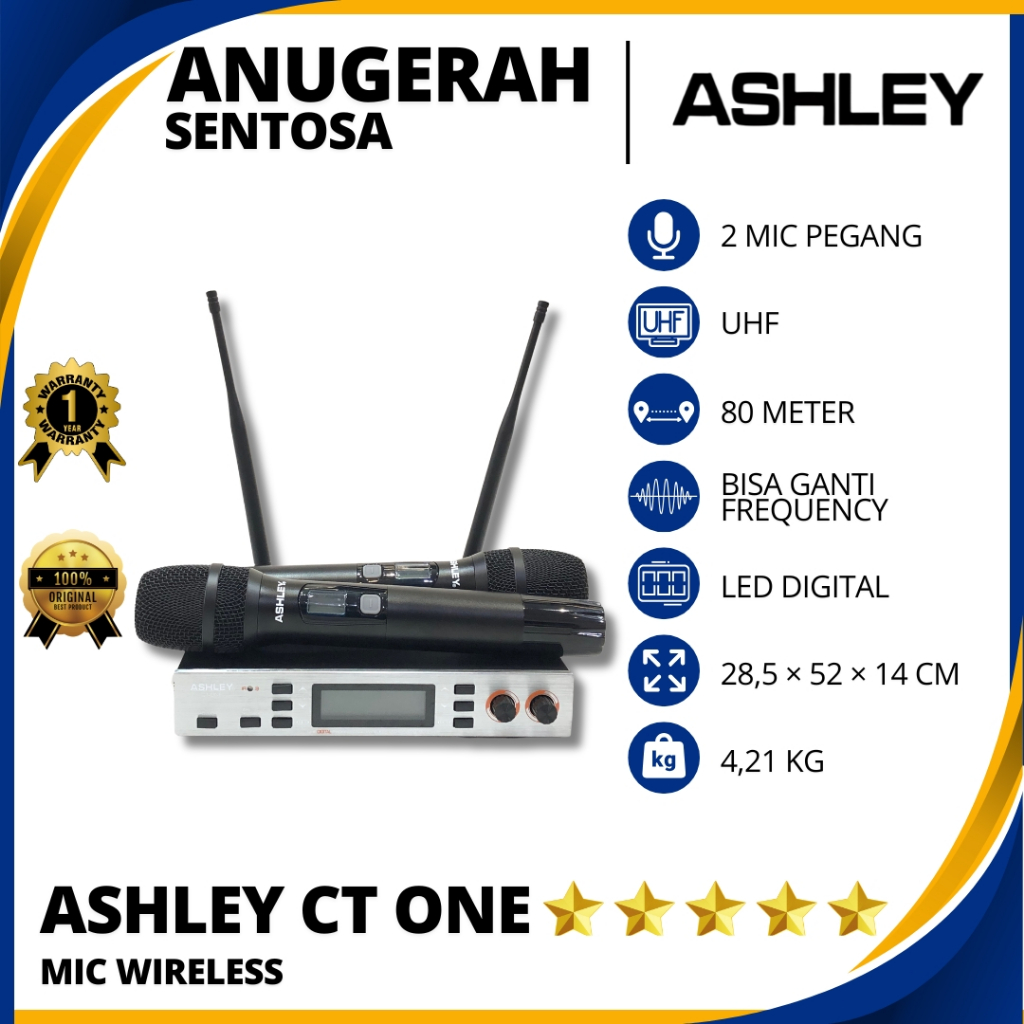 Mic Wireless Ashley CT One (Isi 2 Mic Pegang) Original