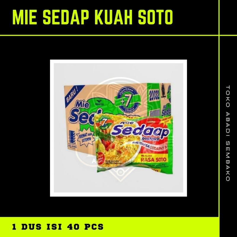 

Mie Sedap Kuah Soto Dus (40pcs) Mie Kuah rasa soto makanan mie instant soto mie