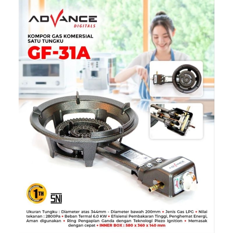 KOMPOR GAS MATA 1000 ADVANCE KOMERSIAL SATU TUNGKU GF-31A/ Kompor gas Mata seribu advance