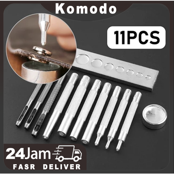 

11Pcs/Set Alat Pasang Kancing Snap besi Alat Ukir / Stempel Kulit Untuk Kerajinan Tangan / Alat Kerajinan Kulit / DIY Leather Craft / Pembolong Dan Matras Alas Getok Ketok Manual Snap Button