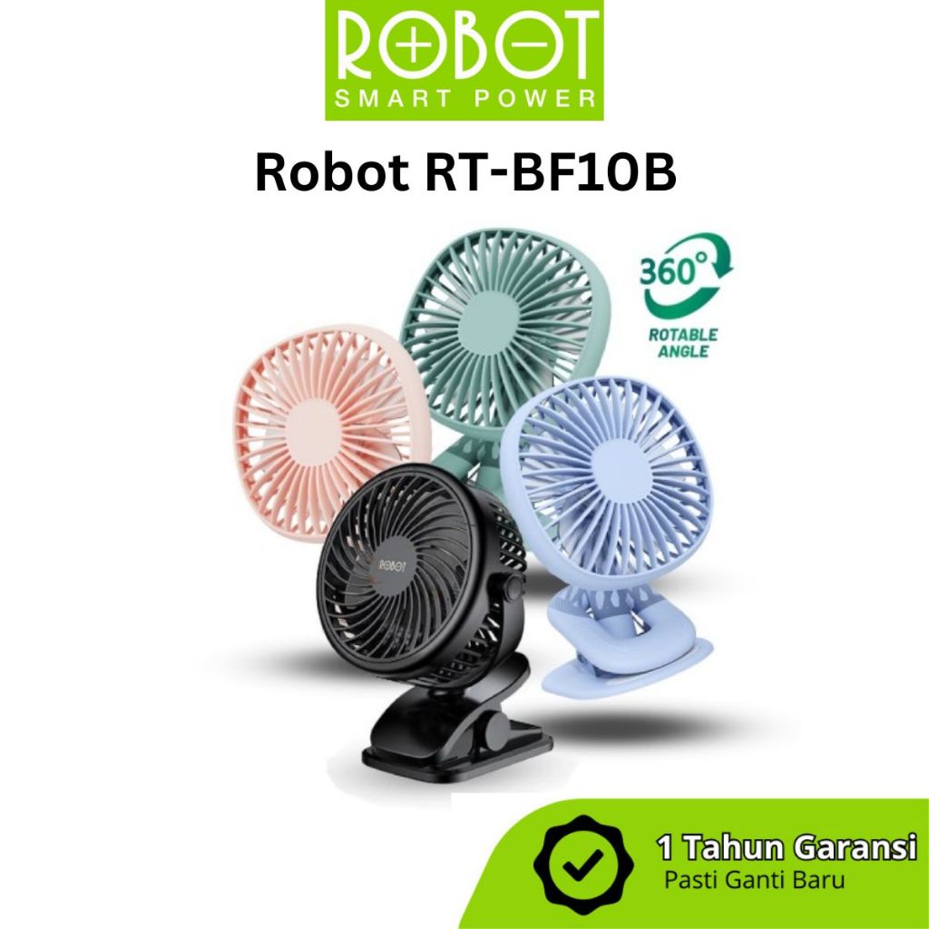 ROBOT Mini Fan RT-BF10B Kipas Angin Portable dengan Klip Kuat