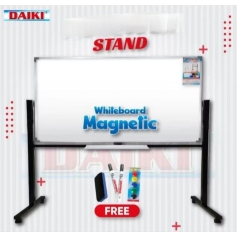 

Daiki White Board Double Face Stand Magnetik 80 x 150 cm dan 80 x 180 cm.