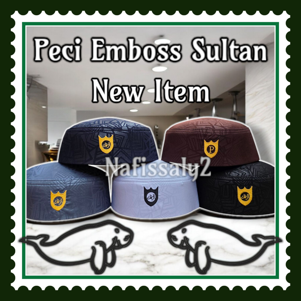 Peci Uje Emboss Sultan Kopiah Putih Malaysia Motif A5 Lokal Original Songkok Hitam Dewasa Turki Pria