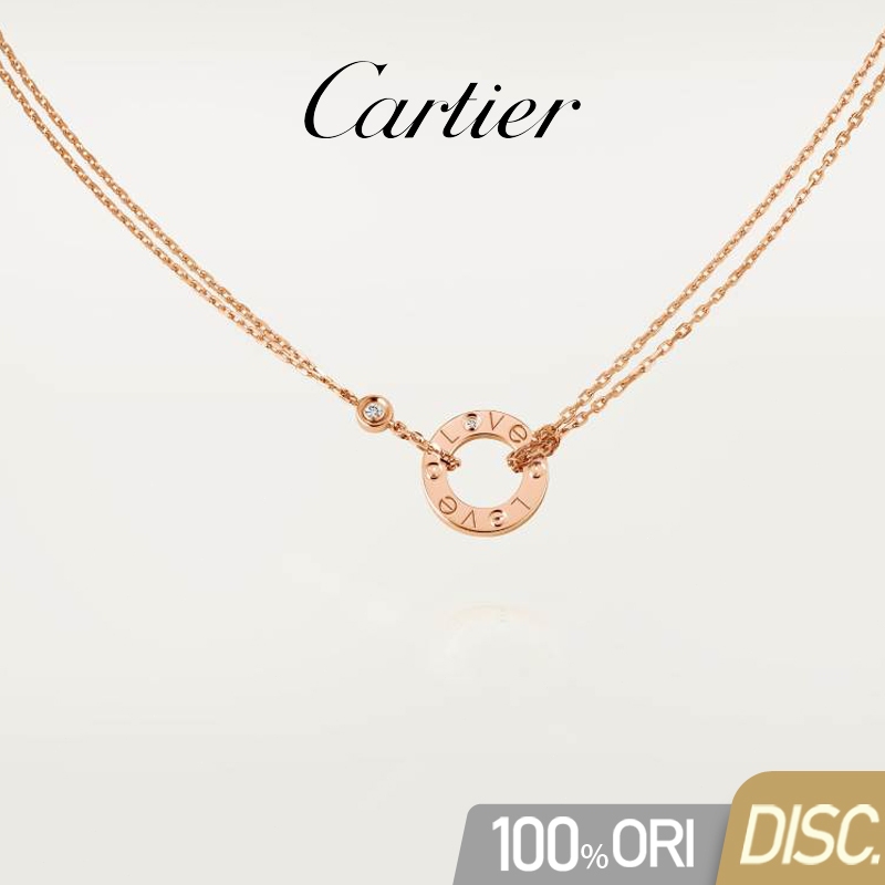 【100% Original Cartier】Cartier LOVE Series Kalung Liontin Wanita Bertabur Berlian/18K Rose Gold