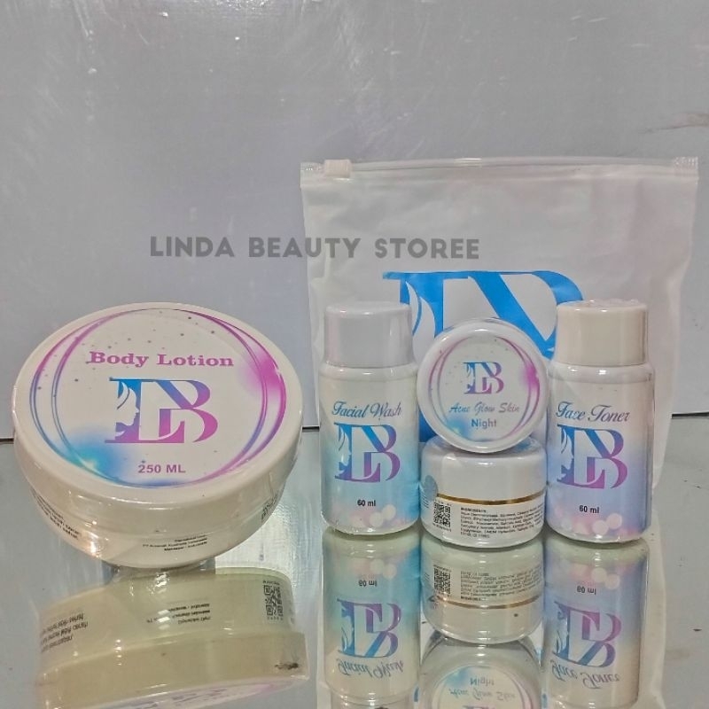 [LB] 1 paket ACNE GLOW dan 1 pot BODY LOTION Linda beauty LB