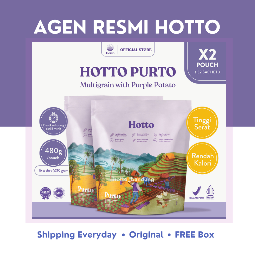 

HOTTO PURTO SUPERFOOD MULTIGRAIN PURPLE POTATO UBI UNGU 2 POUCH 32 SACHET