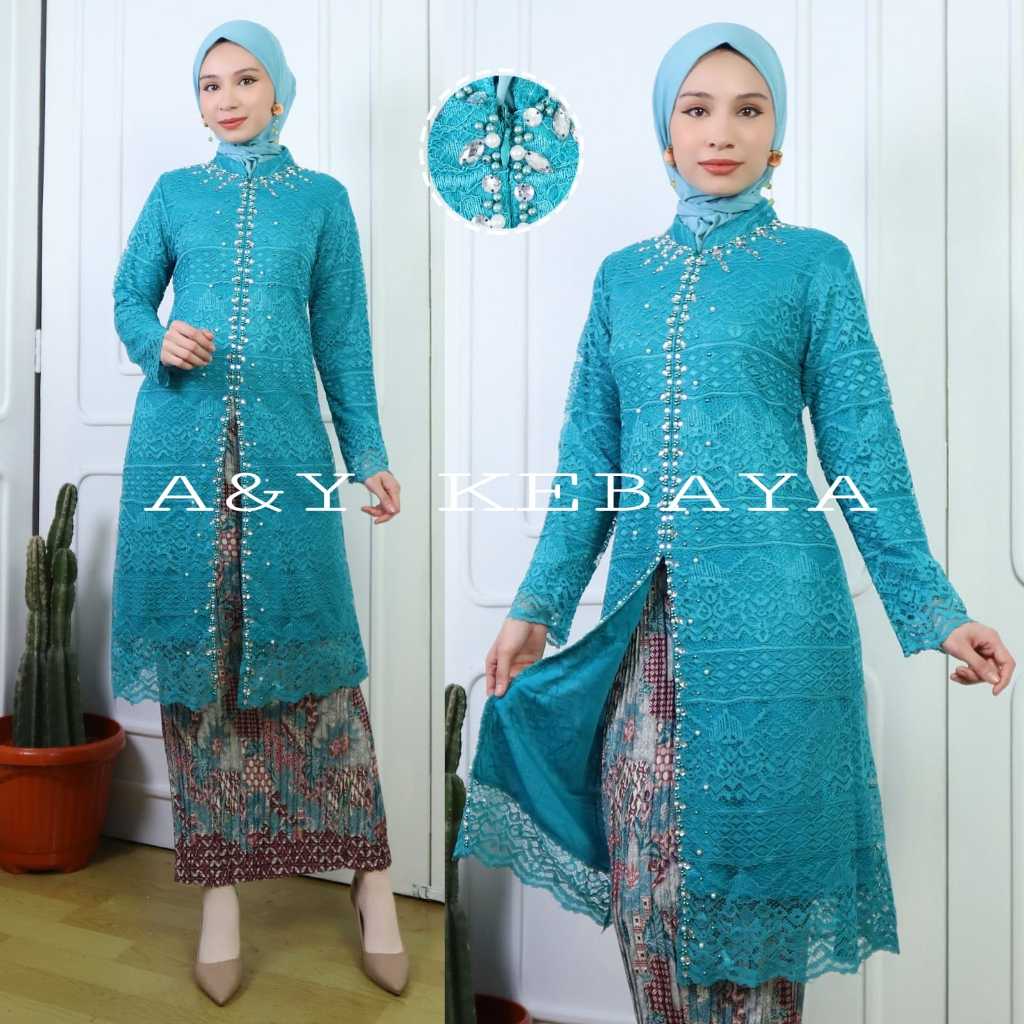 Kebaya Shanghai Payet Brokat Full Payet/Kebaya Shanghai Payet Mewah Terbaru/Kebaya Kondangan Mewah/K