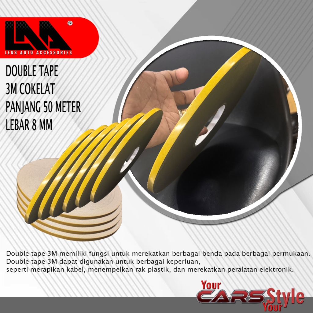 

DOUBLE TAPE 3M PANJANG 50 METER LEBAR 8MM