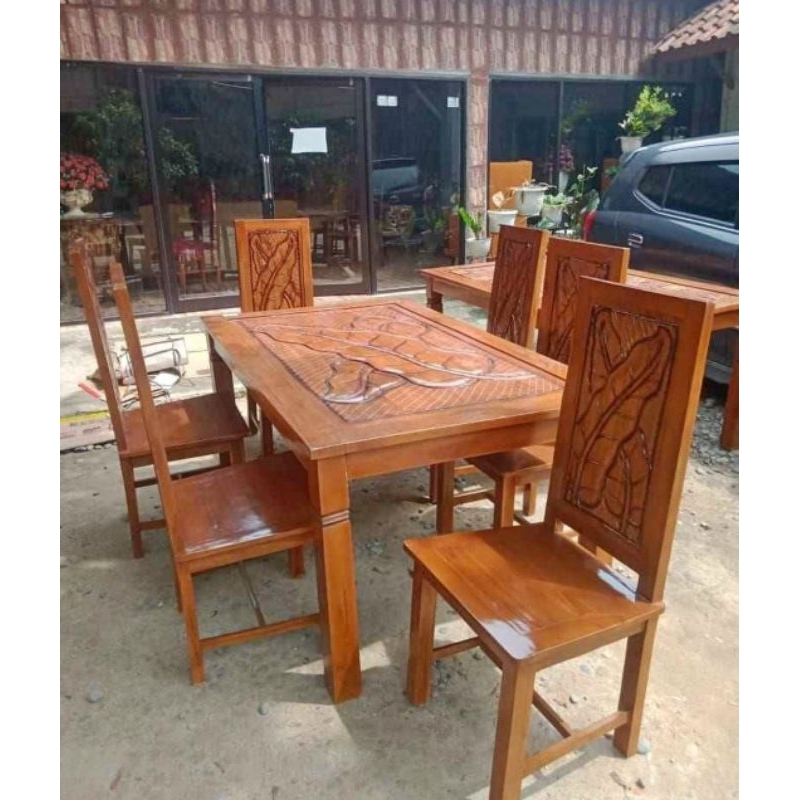 KURSI BALERO UKIR KAYU JATI | MEJA MAKAN UKIR BALERO MEJA MAKAN KAYU JATI | MEJA MAKAN MINIMALIS MEJ