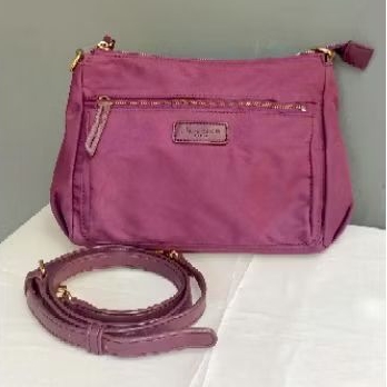 Tas Wanita Preloved Pierre Cardin Small Sling Nylon Crossbody Burgundy