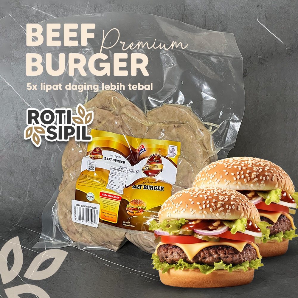 HALAL Daging Burger Tebal | Villadorp Beef Patties Premium - 500 gr