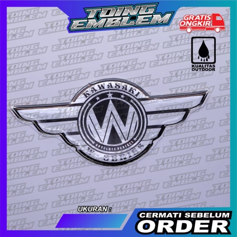 emblem logo kawasaki w series/emblem timbul kawasaki w175/stiker w175, stiker logo w series