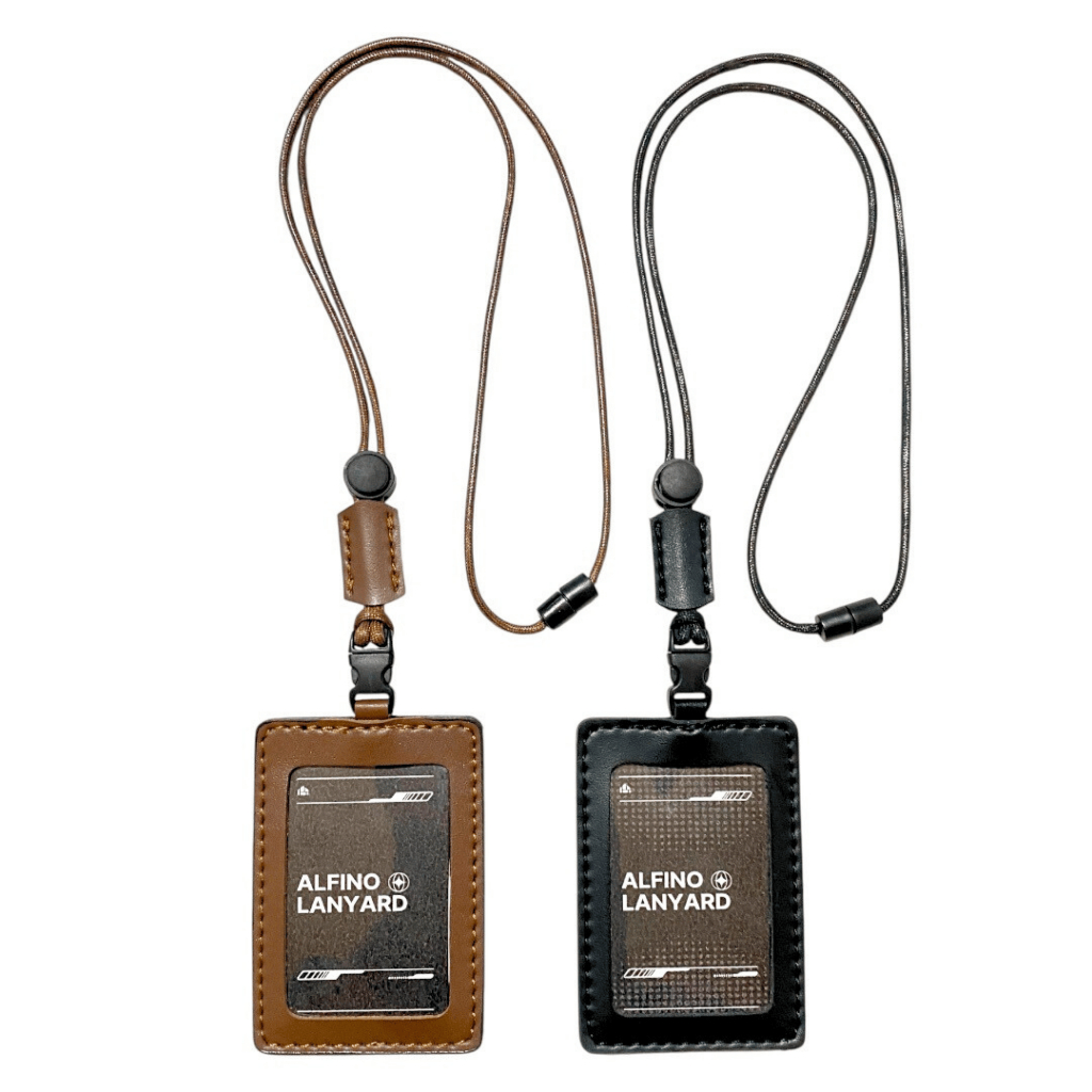 

ATK9 Nametag Id Card Kulit Holder Alfino Nametag Lanyard kulit dengan bahan mewah dan tebal