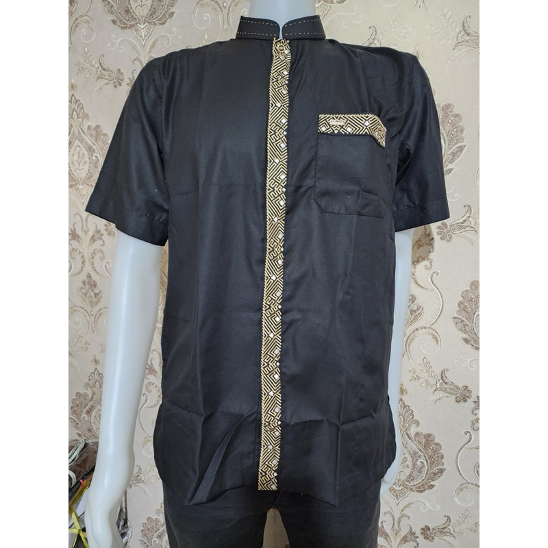 koko awf 0509 alwafa pendek gold bordir hitam
