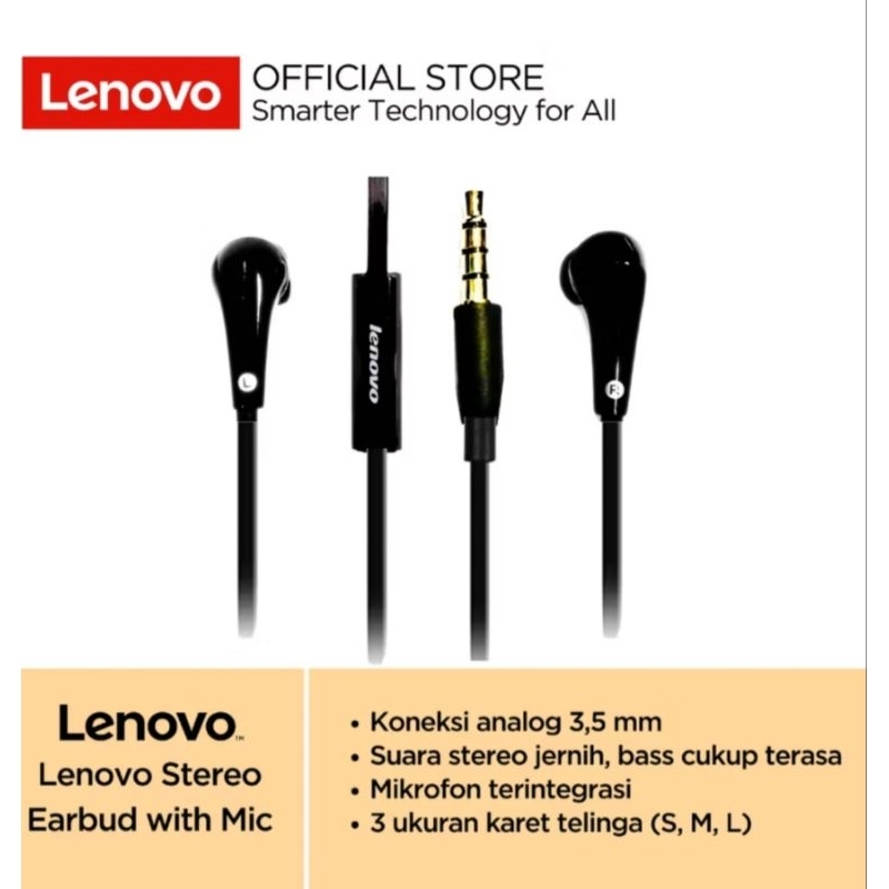 Lenovo Stereo Earbuds with Mic LS 118 Black