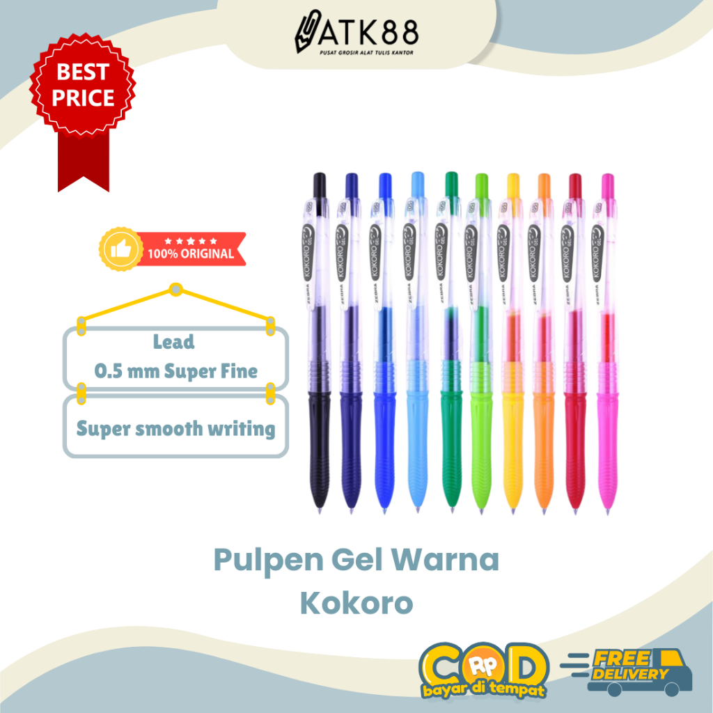 

[ATK88] Pulpen Kokoro Zebra - Gel Pen 0.5 mm