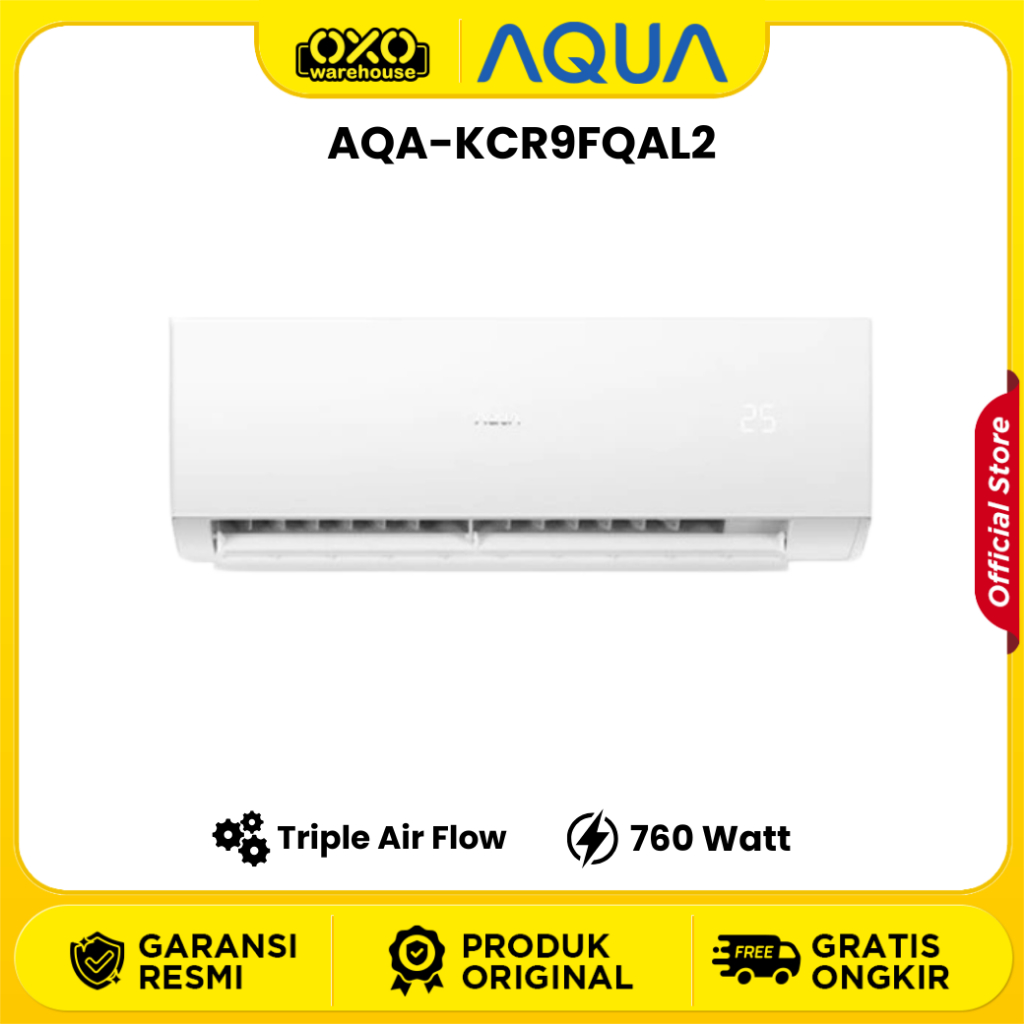 AQUA AC Split Standar 1 Pk Triple Air Flow AQA-KCR9FQAL2 Garansi Resmi