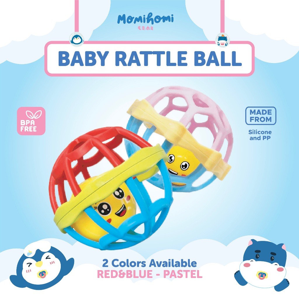 Non-Momi Homi Mainan Kerincingan Bayi Teether Rattle Stick Gigitan Bayi BOLA BPA FREE Mainan Anak Kr