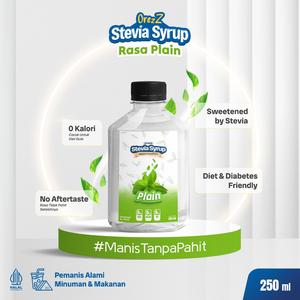 

OREZZ Sirup Stevia SUGAR FREE Rasa Plain untuk Minuman​ 250 ML 0 Kalori ramah diabetes