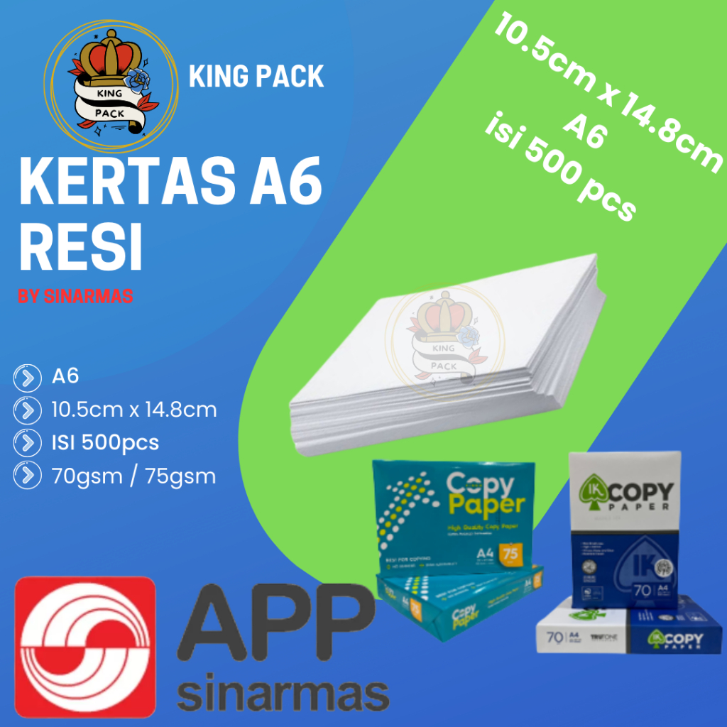 

Kertas A6 Resi 500 Lembar 70gram 75gram Resi Online A6 1rim / 500 lembar (1Rim) A6 10.5*14.8cm