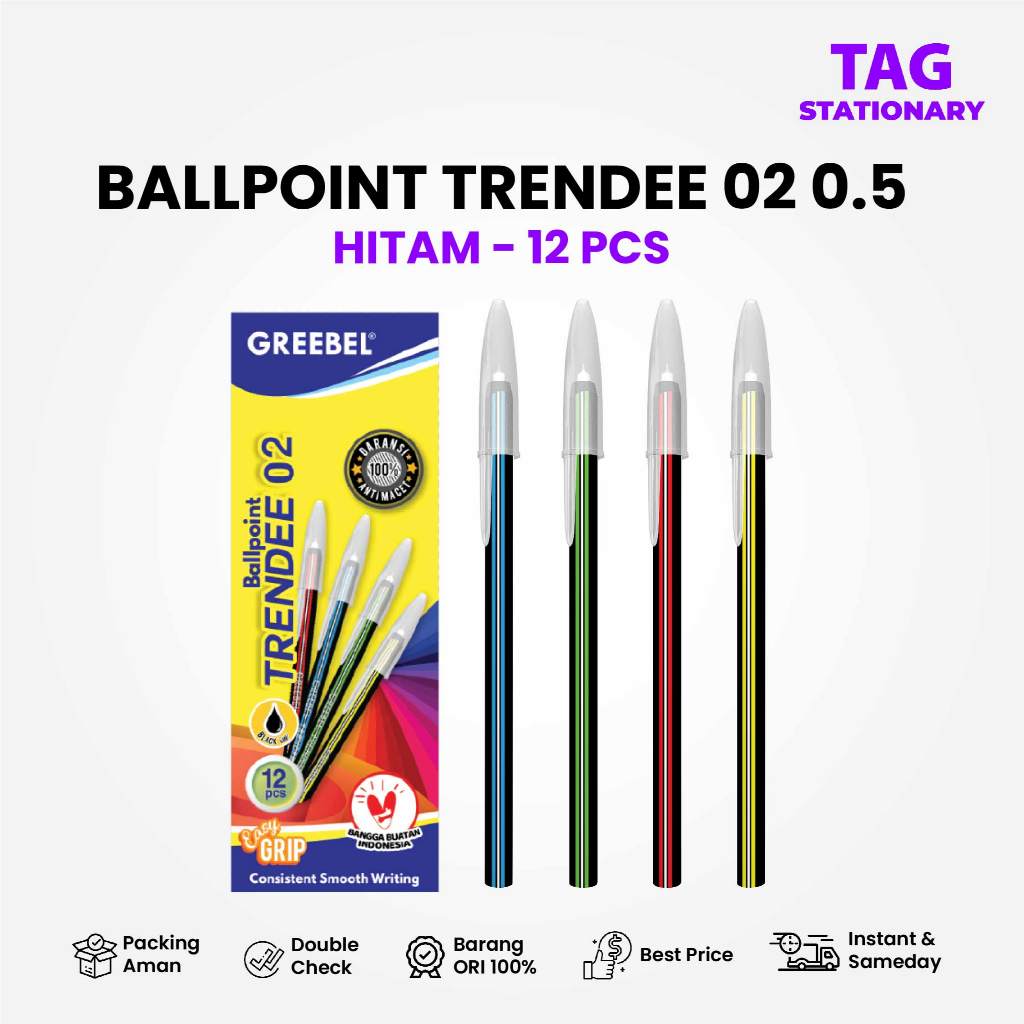 

Pulpen Ballpen Trendee 02 Hitam (12PCS/SET) / Pulpen Grosir Timur Agung Grosir