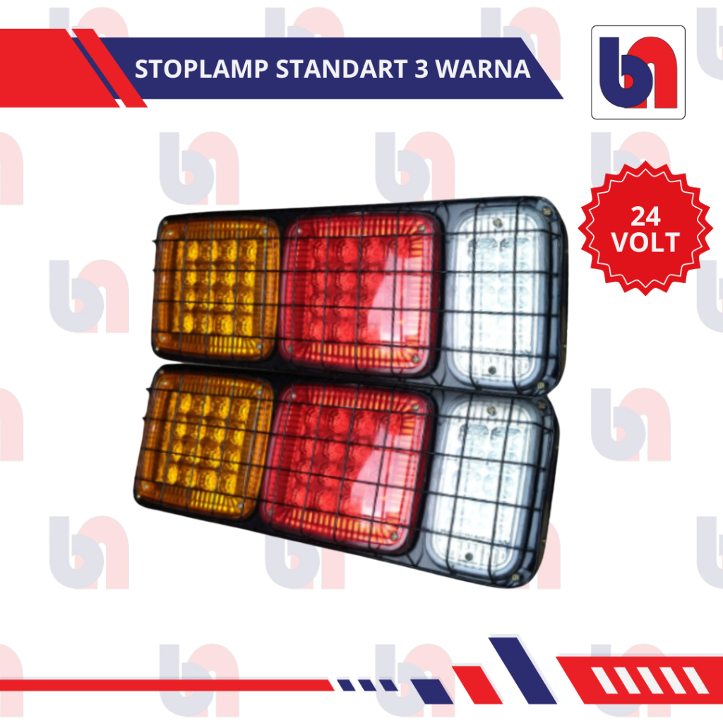 Stoplamp Variasi 3 Warna Pelindung LED 24 Volt Lampu Belakang Rem Kedip Mobil Truk Truck Canter Hino