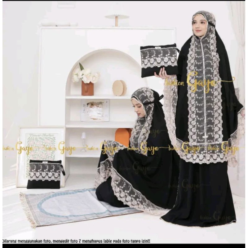 mukenah Gayo warna mint bordir katun