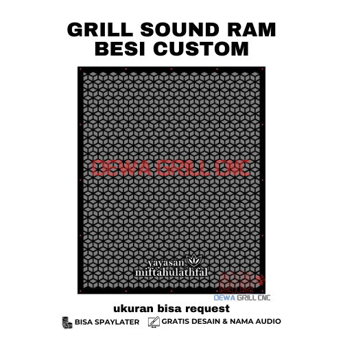 Grill sound custom tutup box speaker ukuran dan desain laser CNC Laser