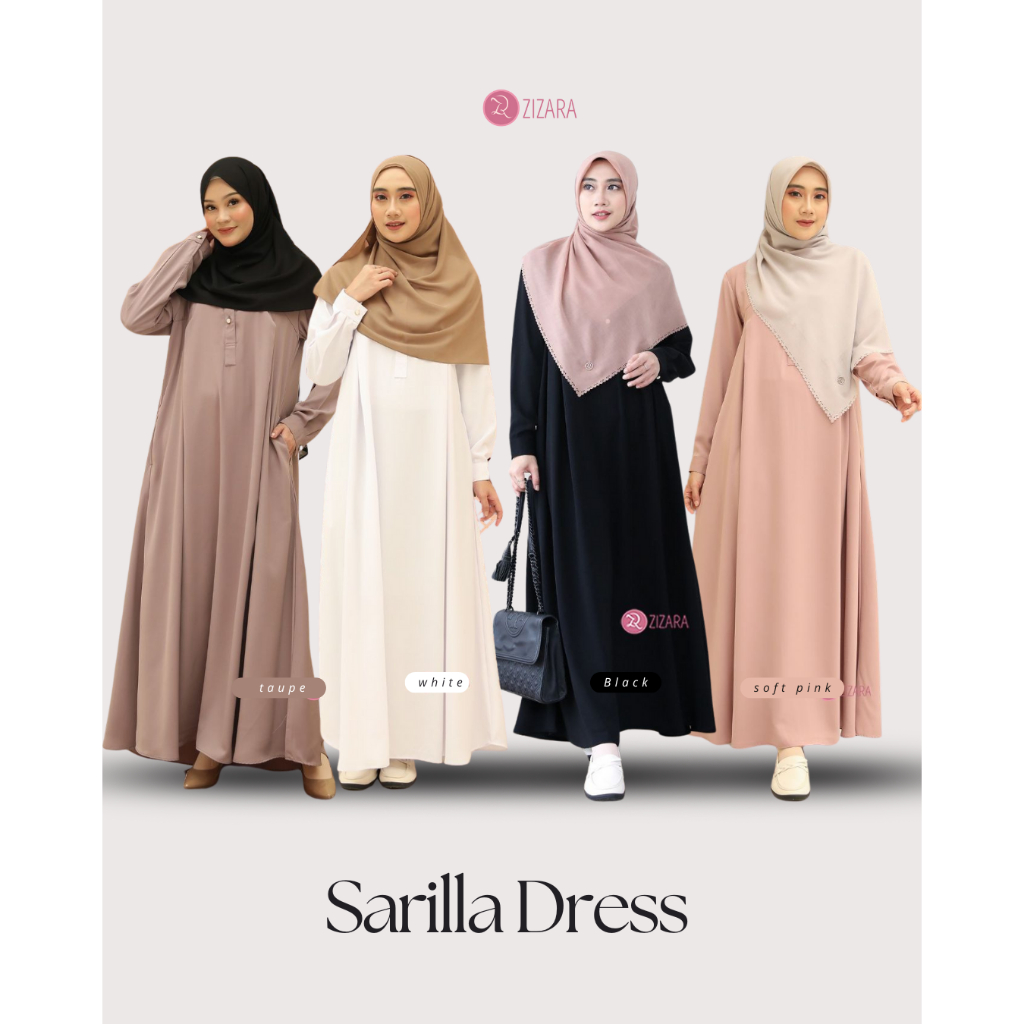 Zizara - Sarila Dress | Gamis Polos Bahan Salvina| Gamis Umroh Haji