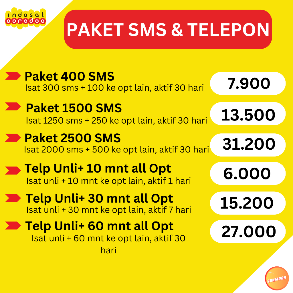 Paket SMS dan Nelpon Telepon Indosat