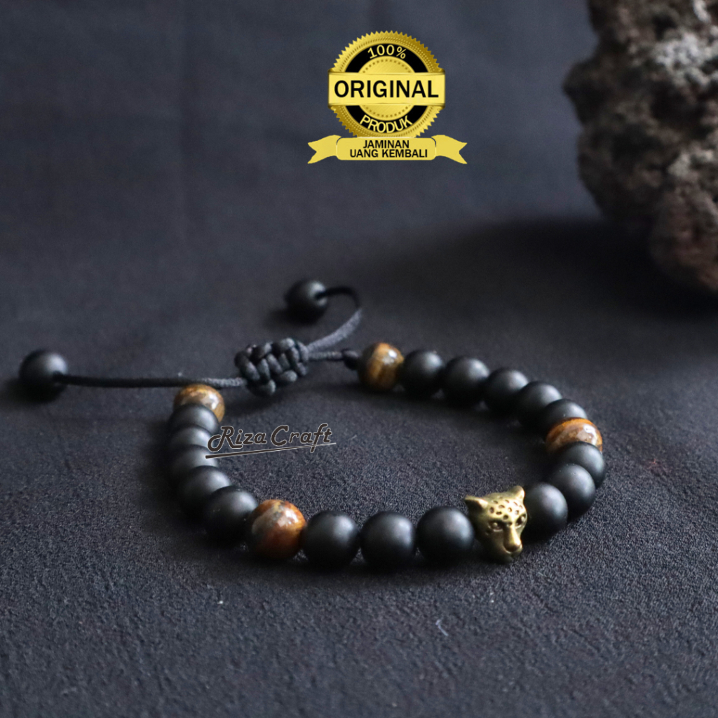 Gelang Tangan Pria Wanita Batu Hitam Black Onyx ASLI Alam Akik Kalimantan Pria Wanita Original