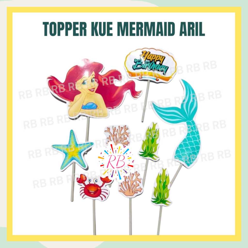 Topper MERMAID ARIEL / Topper Kue Princess Ariel