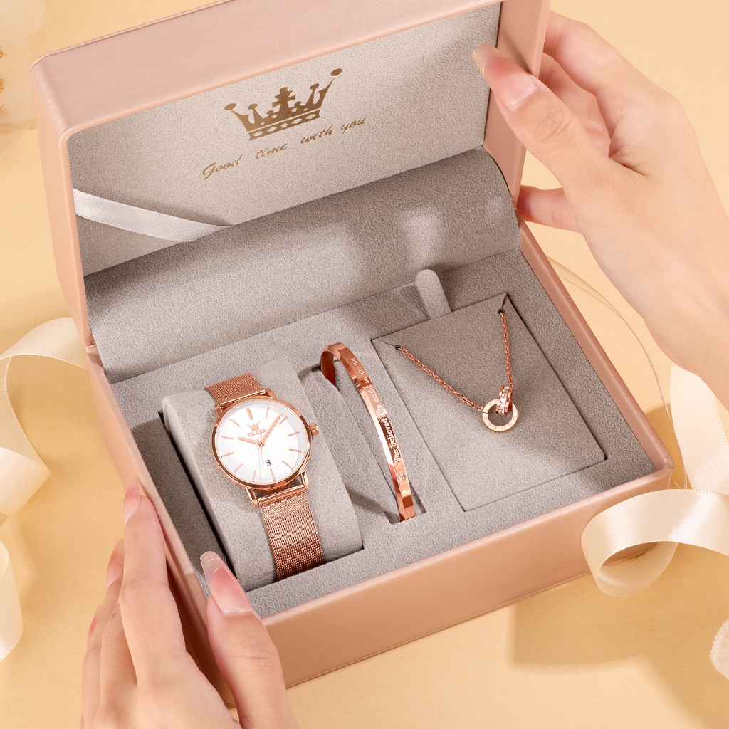 Terbaru Olevs Jam Tangan Wanita Original Anti Air Tahan Kecil Branded Elegan Analog Rose Gold