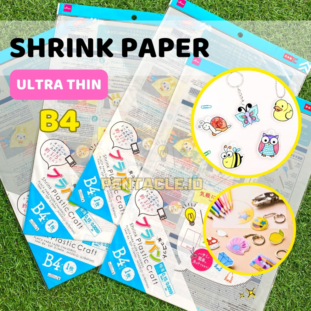 

Shrink Paper ULTRA THIN Bening Transparan Shrink Plastic ULTRATHIN Clear Ukuran B4 Tebal 0.15mm Tekstur Licin Premium DIY Menggambar Gantungan Kunci Oil Based Phosporescent Translucent Polystyrene Iron Kerajinan Heat Air Gun Oven Panas Pentacle Malang
