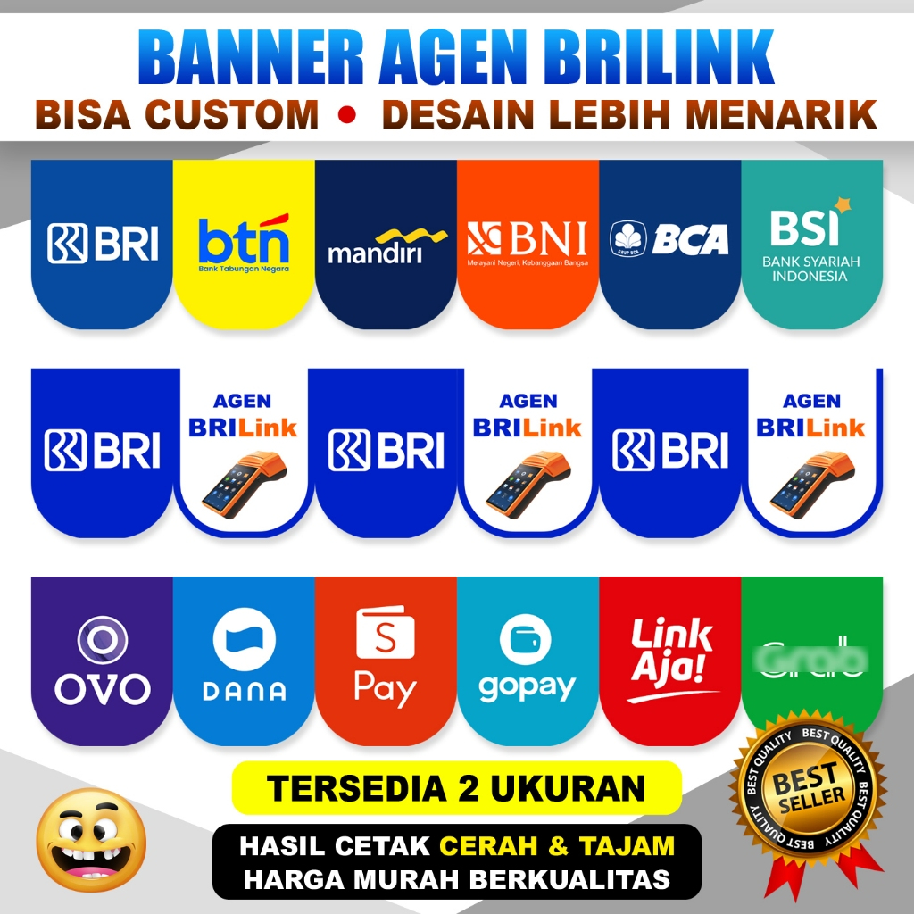 BANNER SPANDUK  BRILINK EWALLET ATM BERSAMA UNTUK DEPAN TOKO / BOOTH / TERAS KUALITAS TERBAIK