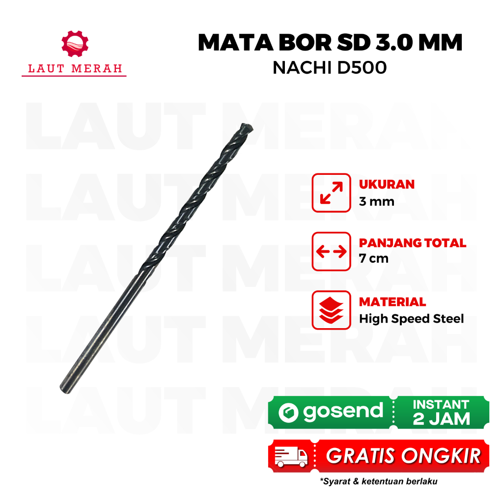MATA BOR BESI NACHI HSS 3.0 mm 3.0mm STRAIGHT DRILLS 3,0 3,0mm L/N 500
