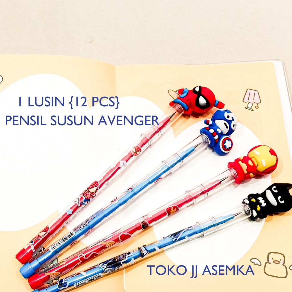 

1 LUSIN {12PCS} PENSIL SUSUN AVENGER LUCU UNIK KARAKTER ALAT TULIS SEKOLAH TERMURAH COD