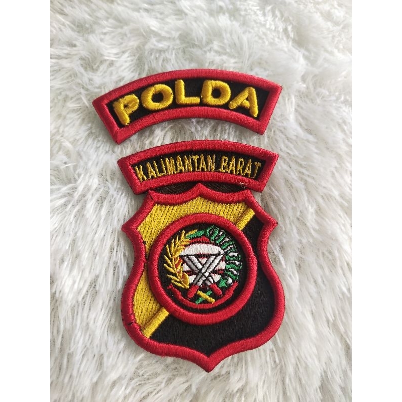 LOGO POLDA KALIMANTAN BARAT BORDIR TIMBUL 3D, ATRIBUT POLRI BORDIR TIMBUL