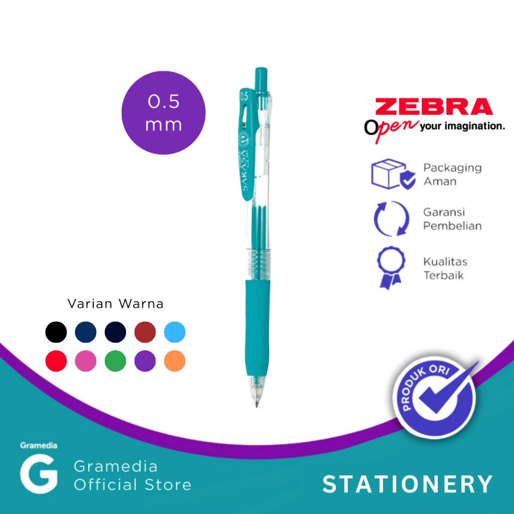 

Zebra Sarasa - Pulpen Clip 0.5 warna blue green