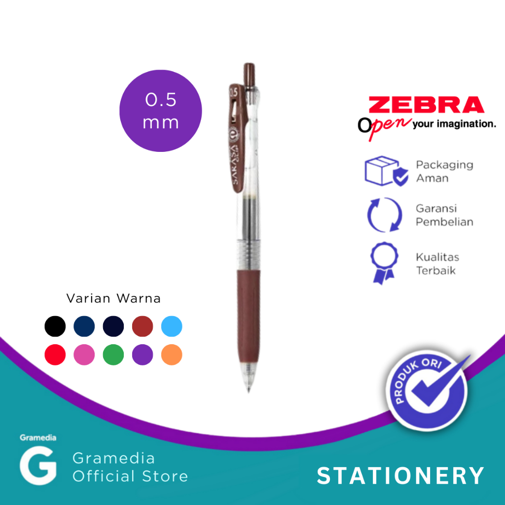 

Zebra - Pulpen Sarasa Clip 0.5 mm Warna Cokelat