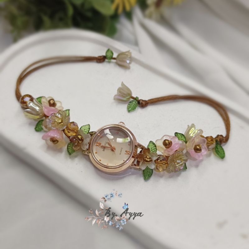 Jam Aesthetic/ jam manik/ Jam gelang/ jam cantik / jam bunga/ Jam custom /Jam gelang/ Kado