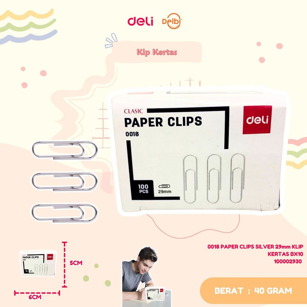 

0018 PAPER CLIPS SILVER 29mm KLIP KERTAS