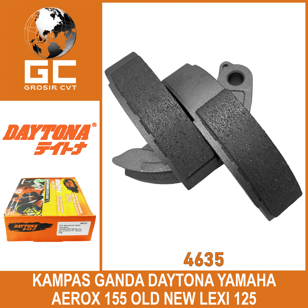Kampas ganda kopling Yamaha Aerox Lexi 125 155 Kevlar Karbon 4635 DAYTONA
