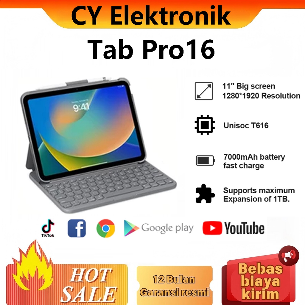 CY Elektronik Tablet Pro16 (16GB+512GB)11.6inch"lPS Screen Tablet Android 12 8800 mAh Dual Sim Carda