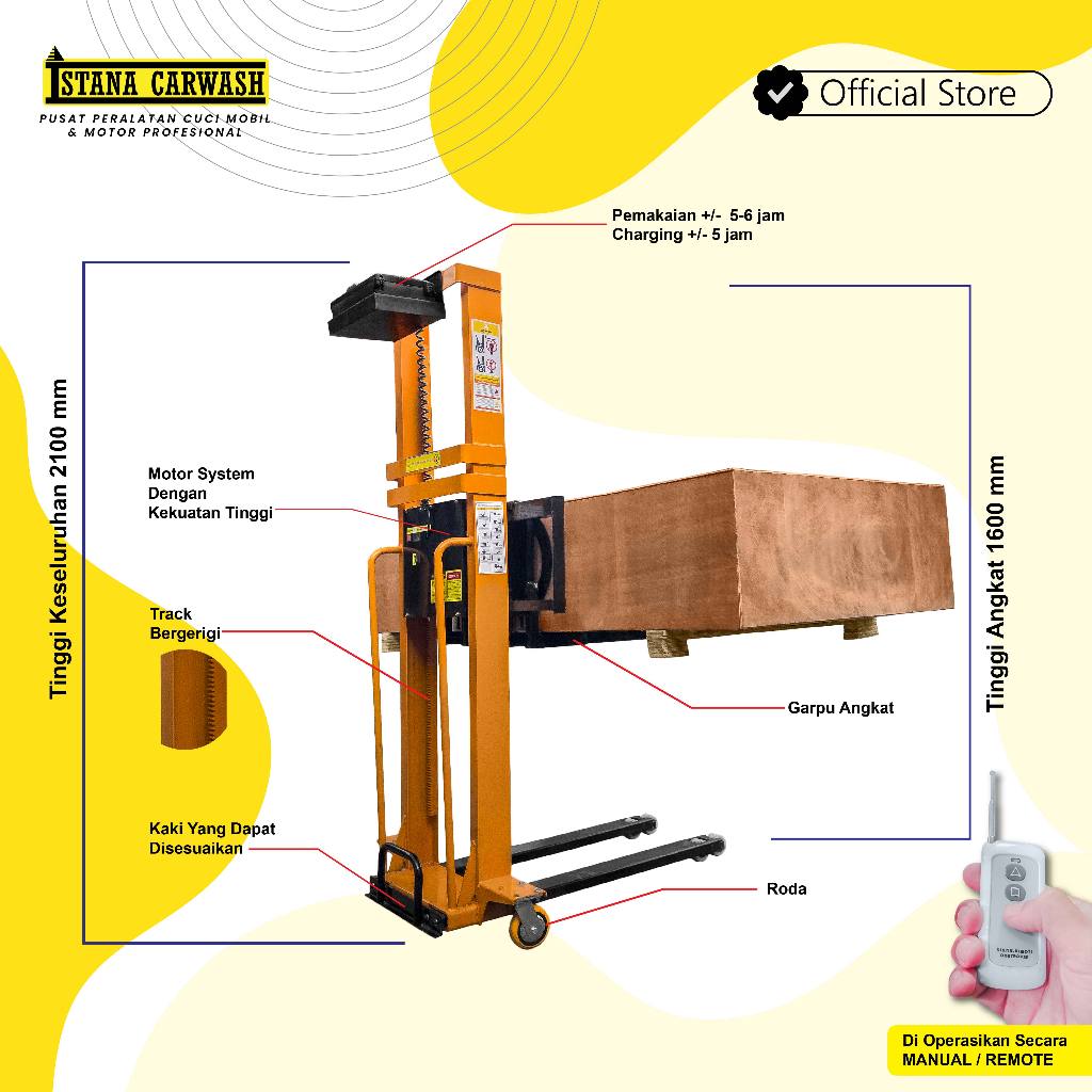 Handlift Stacker Portable / Forklift 1 ton / Forklift elektrik / Hand lift Elektrik / Forklift Porta