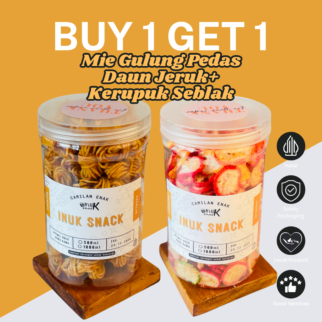 

MIE GULUNG PEDAS DAUN JERUK FREE KERUPUK SEBLAK I 1 Liter I Inuk Snack Food