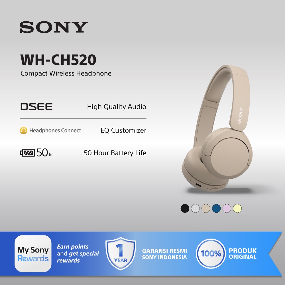 SONY WH-CH520 On Ear Wireless Headphone / CH520 / CH-520 - Beige
