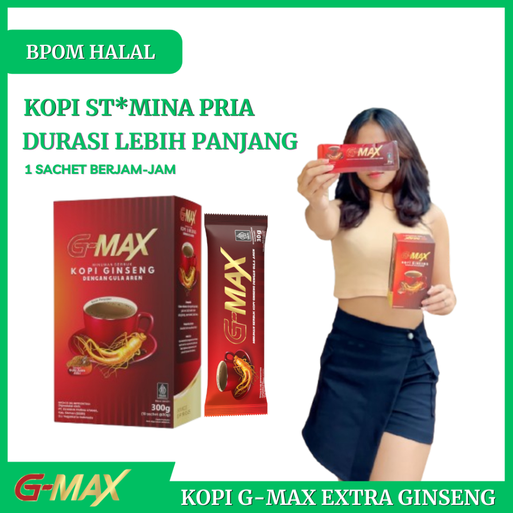 

Kopi G-max Stamina Pria Kemasan Box Isi 10 Sachet Original Bpom Halal