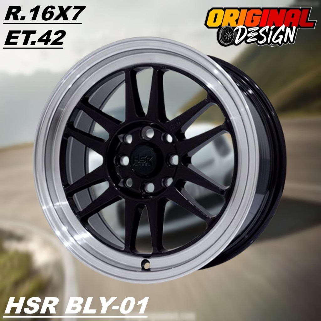 Velg racing hsr ring 16 lubang baut 4 HSR BLY 01 R16 untuk brio, yaris, jazz, dll